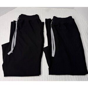 Figs Black Scrubs Wide Leg Pants Women Lot of 2 SZ L Medical